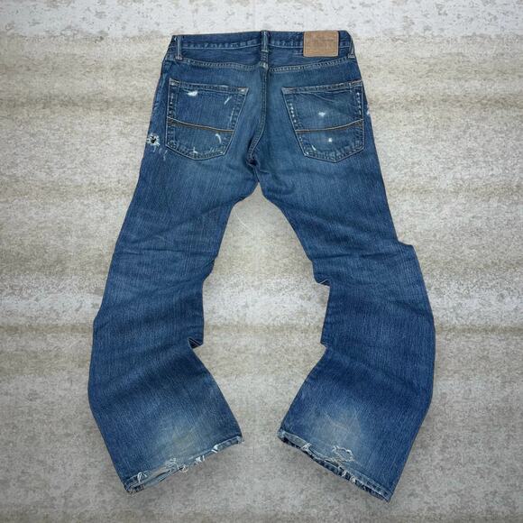 Abercrombie & Fitch Jeans Bootcut Flared Fit Dark Wash Denim Button Fly - Picture 1 of 6